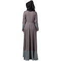 Polka dotted full flare abaya- Grey